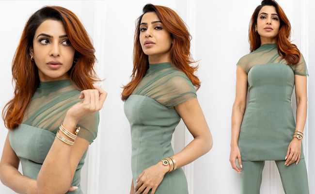 Samantha showcases stylish Pastel look  