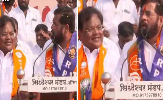 Viral Video: Eknath Shinde Relies on BJP Leader’s Help During Election Speech