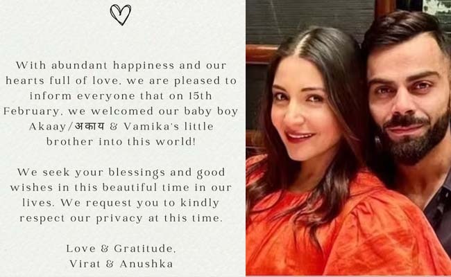 Anushka Sharma, Virat Kohli Welcome Baby Boy